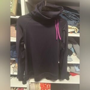 Nike Women's Purple Cowl Neck Sweater with Pink Accents